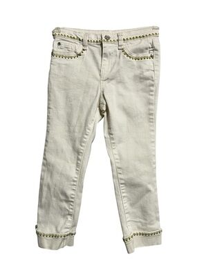 MATILDA JANE Enchanted Garden Logan Cropped Straight Leg Ecru Jeans Size 8